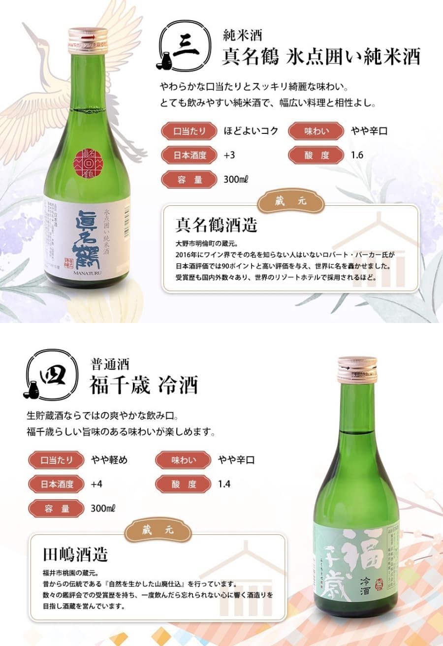 Amazon.co.jp: 日本酒 お酒 地酒 300ml 5本 福井の地酒 飲み比べ